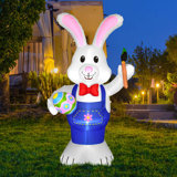 Bunny With Carrot And Easter Eggs Inflatable