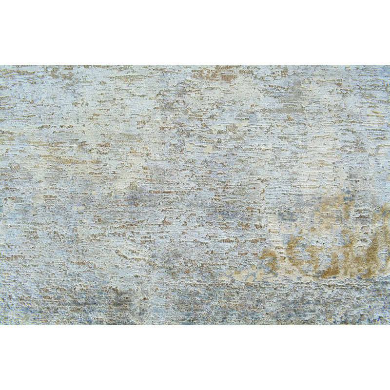 Hand Knotted Area Rug in Gray/Gold, Rectangle 8' x 10'