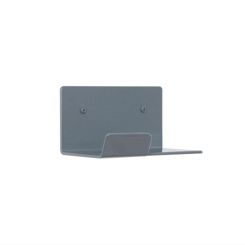 Metal Floating Shelf With Hook, Gray, Left