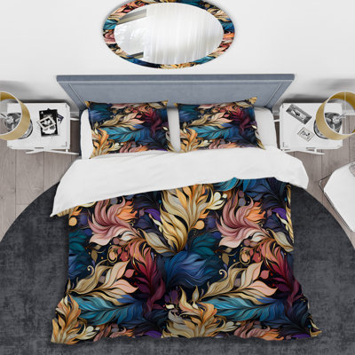 Multicolor Elegant Feathered Charm I Floral Duvet Cover