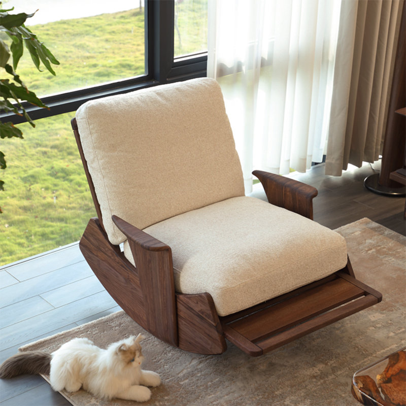 Chaise berçante rétro en coton et lin