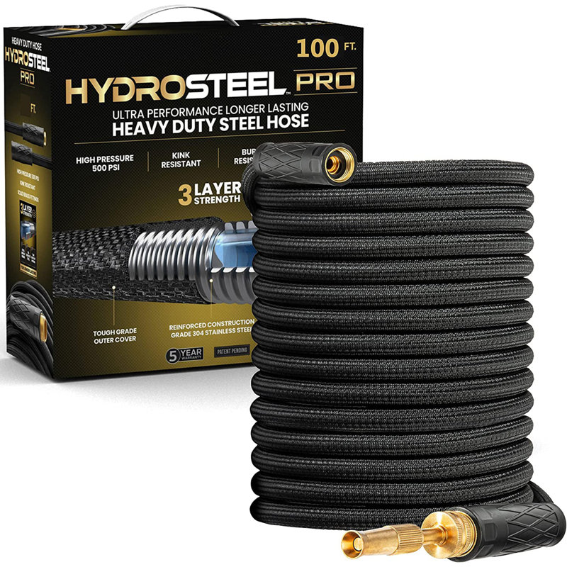 Tuyau d'arrosage en acier inoxydable Hydrostel Pro, 100'