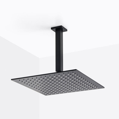 Devon Complete Square Shower Head - Ceiling Mount - 12" Brass/Matt Black