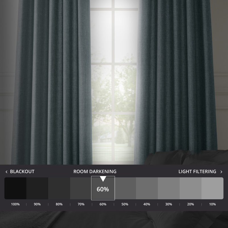 Armita Italian Faux Linen Room Darkening Curtains for Bedroom & Living Room Curtains - Single Panel Window Curtains