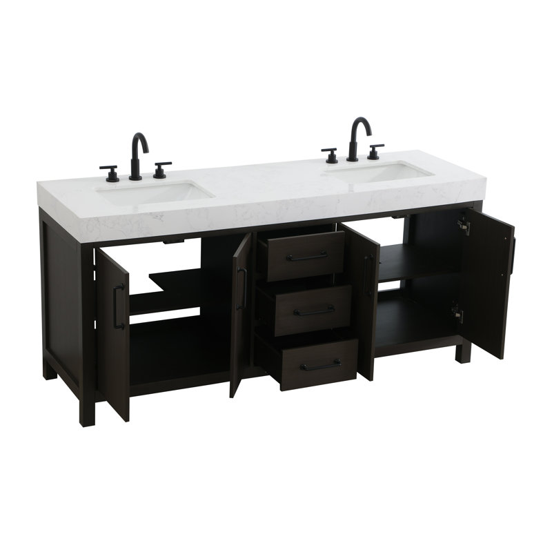 Meuble-lavabo double 72 po_Traditional_VF60672, Brun moka