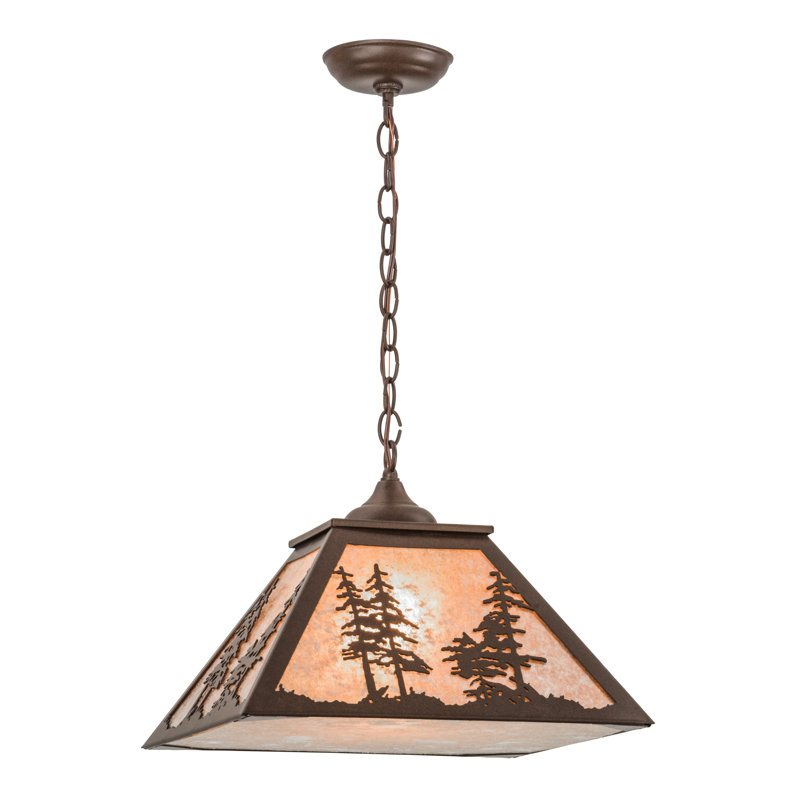Greenbriar Oak 1 - Light Pendant, Silver Mica, Cafe Noir, 86" H x 22" W x 16" D