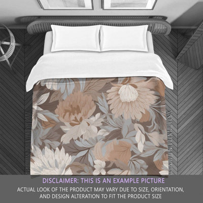 Floral Brown/Grey Microfiber Comforter