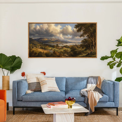 Art mural encadré classique paysage de campagne campagne, grande œuvre d'art horizontale de la nature pour le salon l 60 po x H 30 po