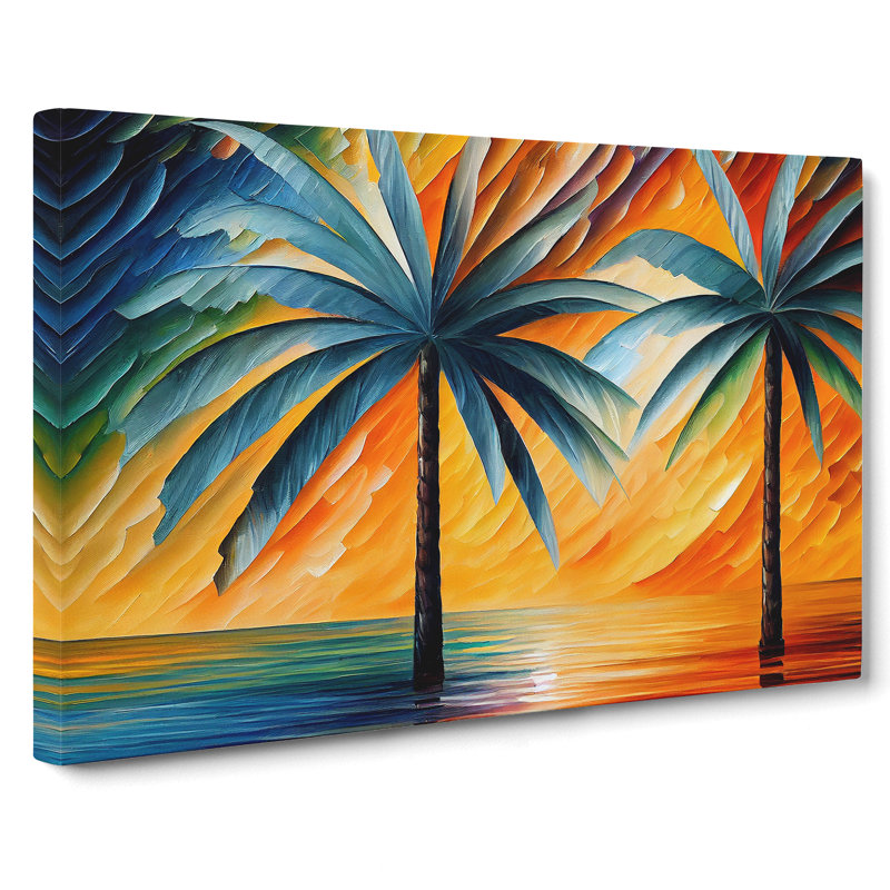 Palm Tree Painting Vol.6 Abstract - Wrapped Canvas Graphic Art, 35cm H x 50cm W x 3cm D