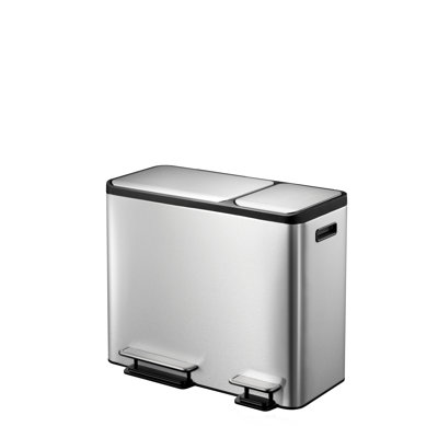 Ecocasa Steel Step On Multi-Compartment Rubbish & Recycling Bin - 45L