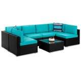 Iosif 7-Piece Outdoor Modular Patio Conversation Furniture, Wicker Sectional Set