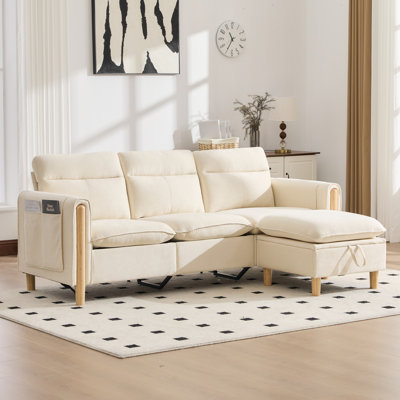 79" Modern Sectional Sofa,L-Shape Chenille Couch with Storage Ottoman,Upholstered Sofa with Side Pockets for Living Room,Apartment