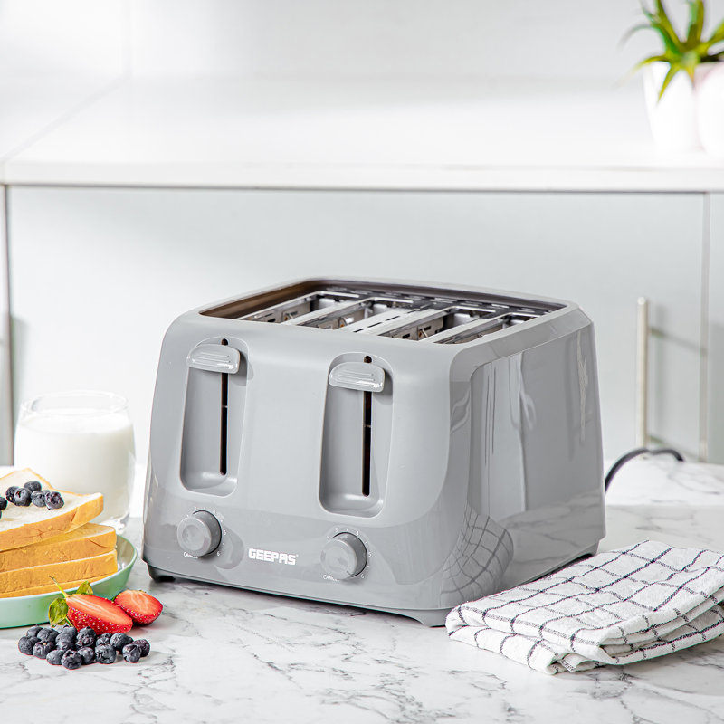 GEEPAS 1.7L Electric Kettle & 4 Slice Bread Toaster Kitchen Combo Set | 2200W Cordless Jug Kettle Auto Shut-Off | 1400W Toastie Machine 6 Browning Level Removable Crumb Tray | 2 Year Warranty