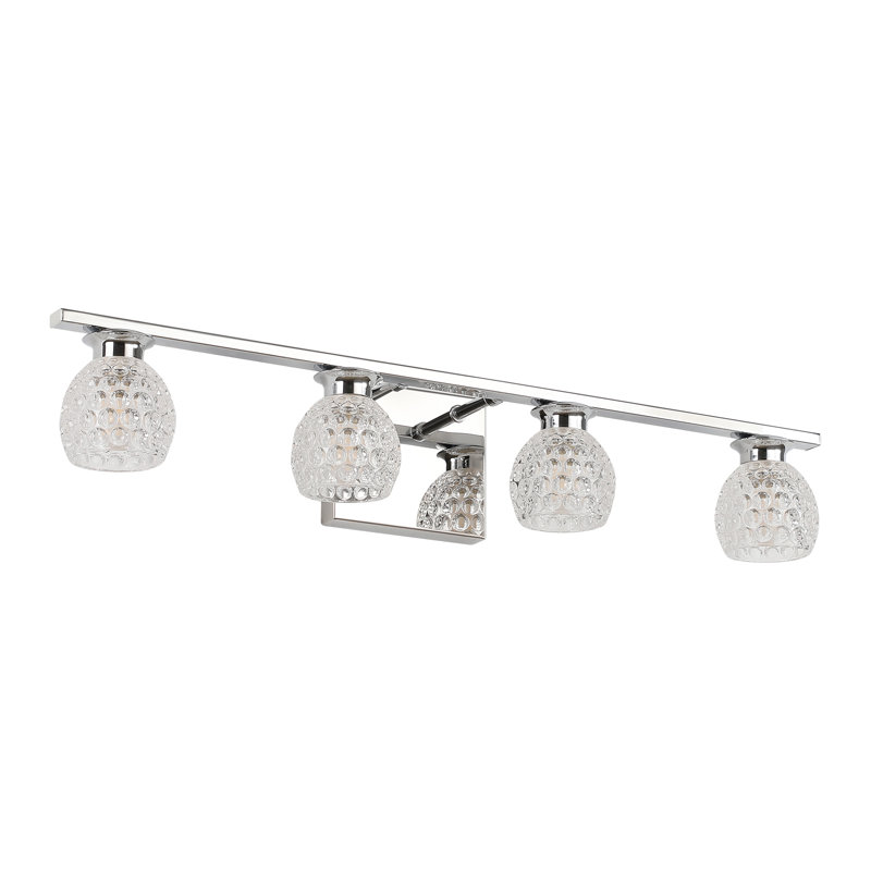 Luminaire de salle de bain chromé avec abat-jour en verre pour salle de bain, 3 lumières