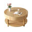 Table basse avec rangement double pour le salon, table basse ronde moderne de 31,5 po avec rangement et compartiment caché, pieds de nivellement réglables, assemblage facile (bois naturel)-2067048329