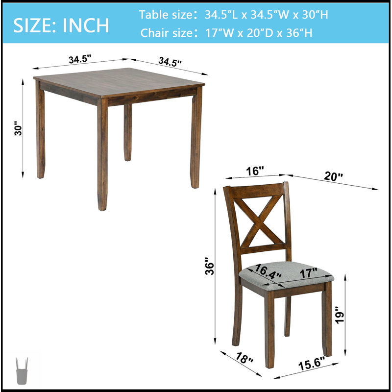 Élégante table de salle à manger en bois 5 pièces avec 4 chaises, parfaite pour les cuisines et les salles à manger modernes, alliant style et fonctionnalité.