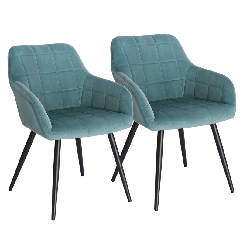 Palumbo Upholstered Dining Chair, 2, Turquoise, Black