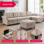 Canapé modulaire modulaire en lin avec repose-pieds-1333989839