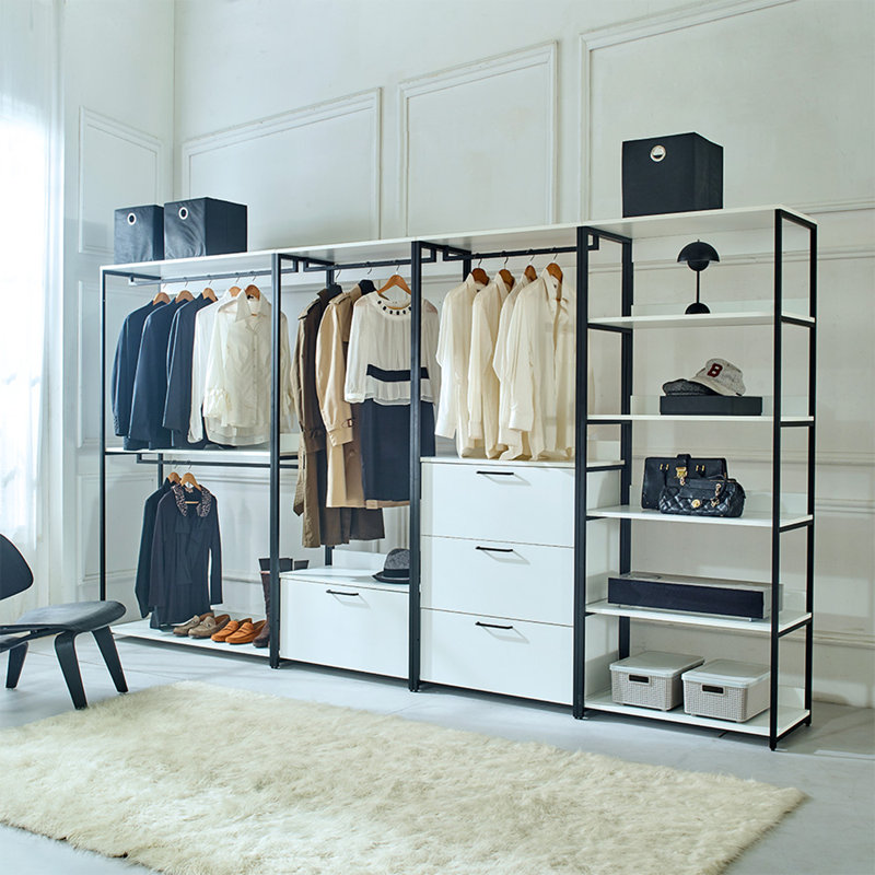 Freestanding Walk in Wood Closet System with Metal Frame