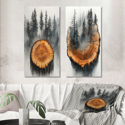 Hiver, paysage de montagne pur, collection de 2 impressions sur toile de ferme