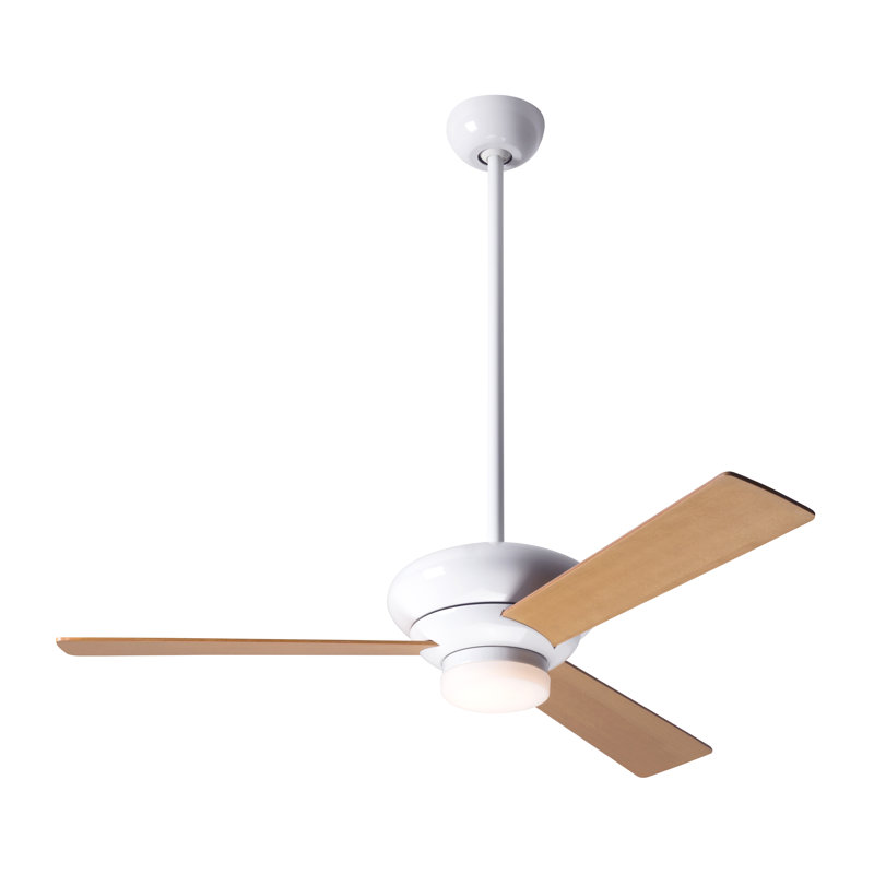 Altus 42'' Ceiling Fan with LED Lights, Handheld Remote Control (2-wire), Gloss White, Maple