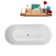 67" Streamline Soaking Glossy White Freestanding Tub and Tray With Internal Drain