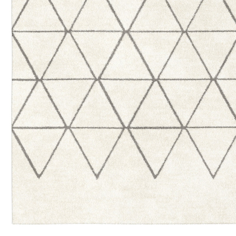 Cathryn Smooth low pile Cream/Grey Rug, Rectangle 120 x 170cm