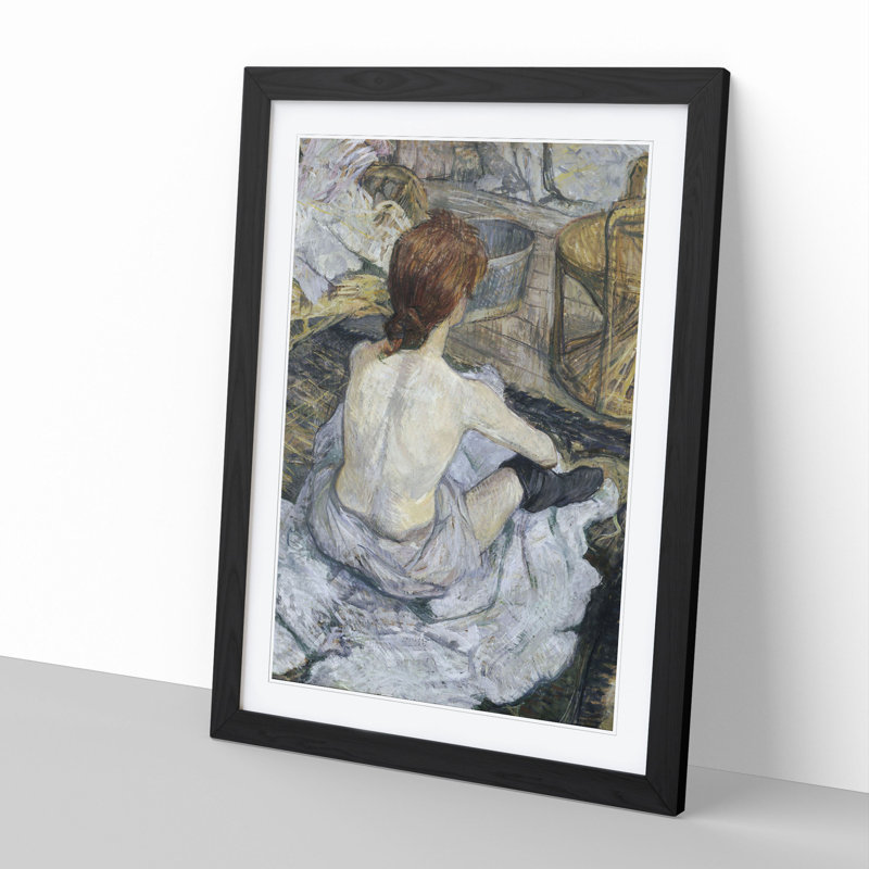 La Toilette by Henri de Toulouse-Lautrec - Picture Frame Painting, 65cm H x 48cm W x 2cm D, Black Framed