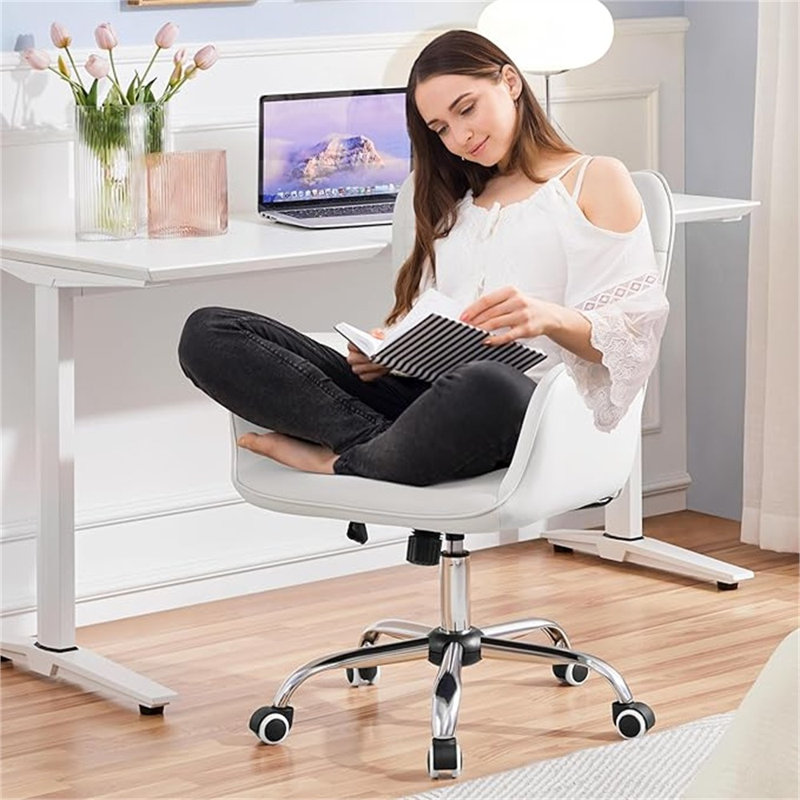 Fauteuil de coiffeuse moderne en similicuir de style classique avec accoudoirs rembourrés et siège pour le bureau, la chambre à coucher et le salon