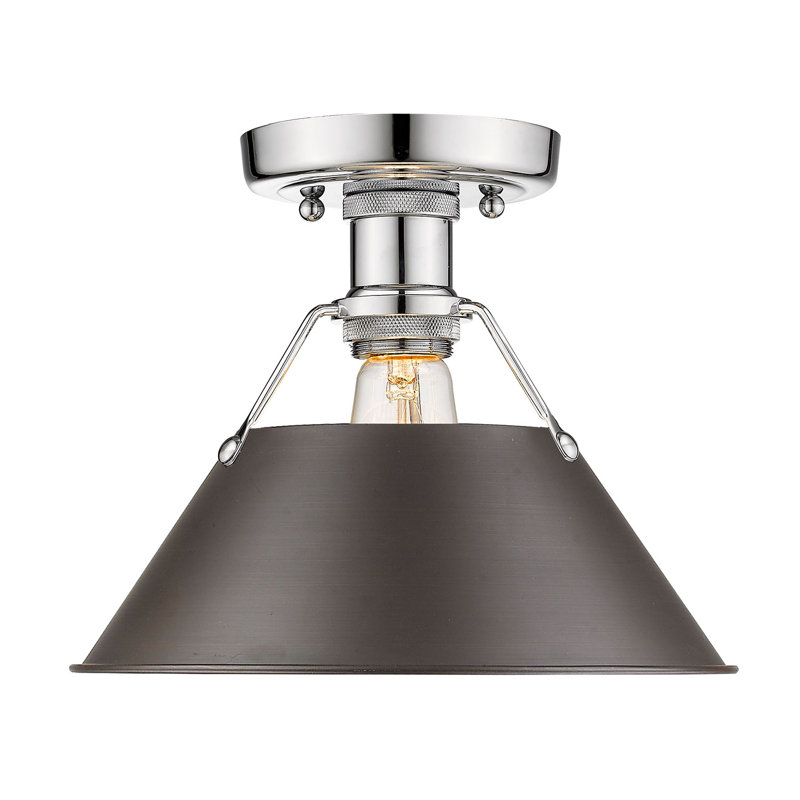 Plafonnier encastré à une lumière de 10 po Weatherford, Bronze huilé, Chrome