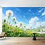 Papier peint peler et coller champ de pissenlit flottant sous un ciel bleu vif, art mural auto-adhésif et amovible-127420909