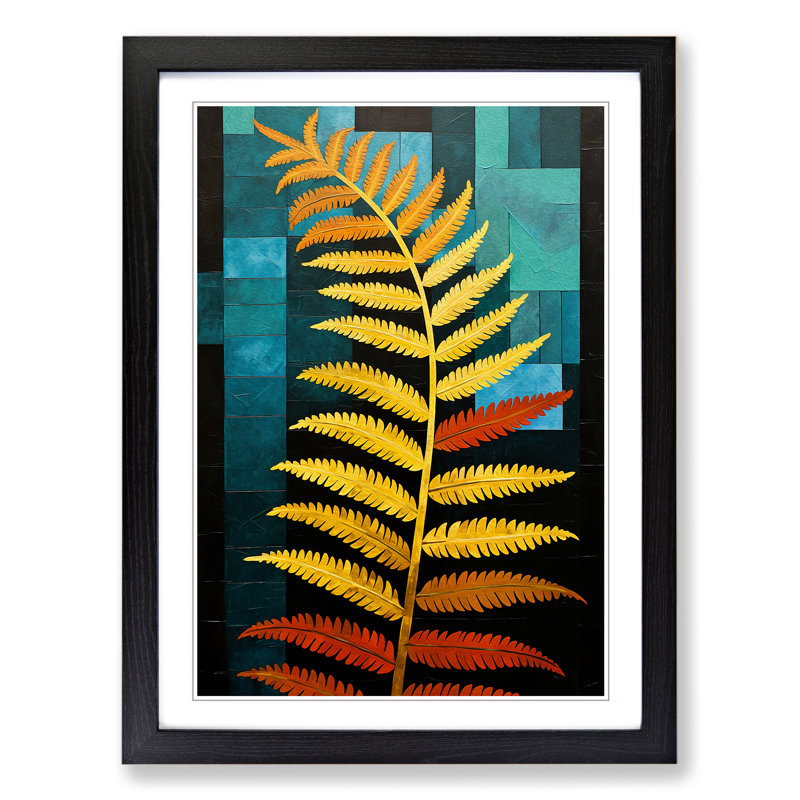 Fern Leaf Constructivism No.2 - Framed Print, Black, 34cm H x 25cm W x 2cm D