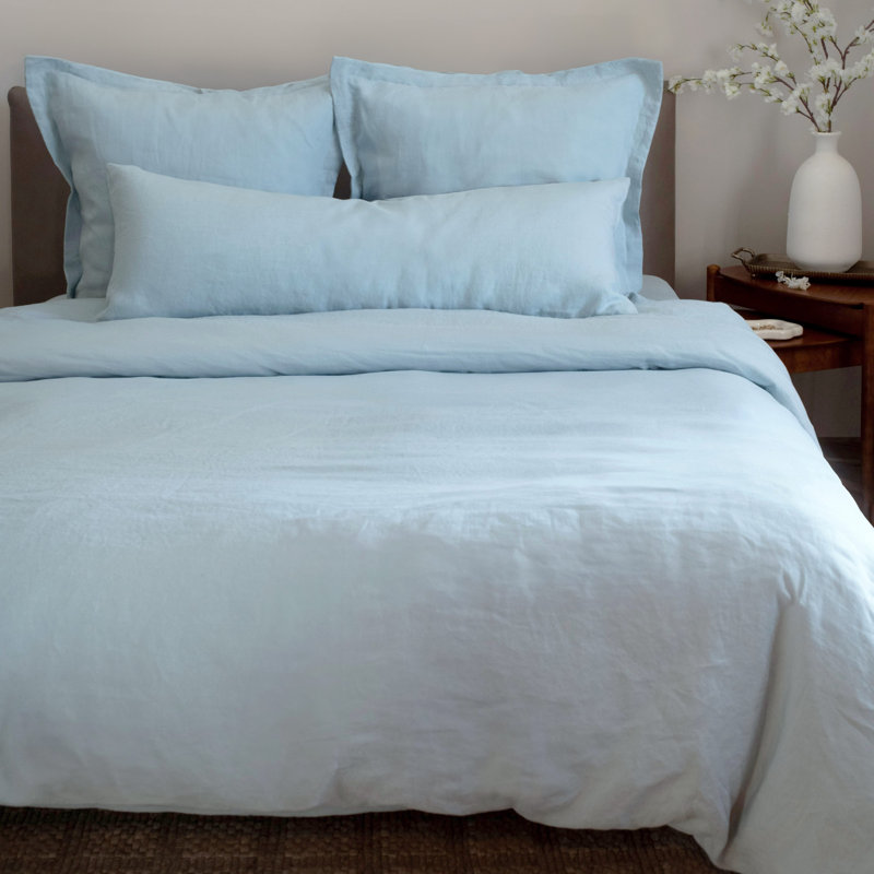 26" X 26" French Linen Euro Pillow With Flange, Wave