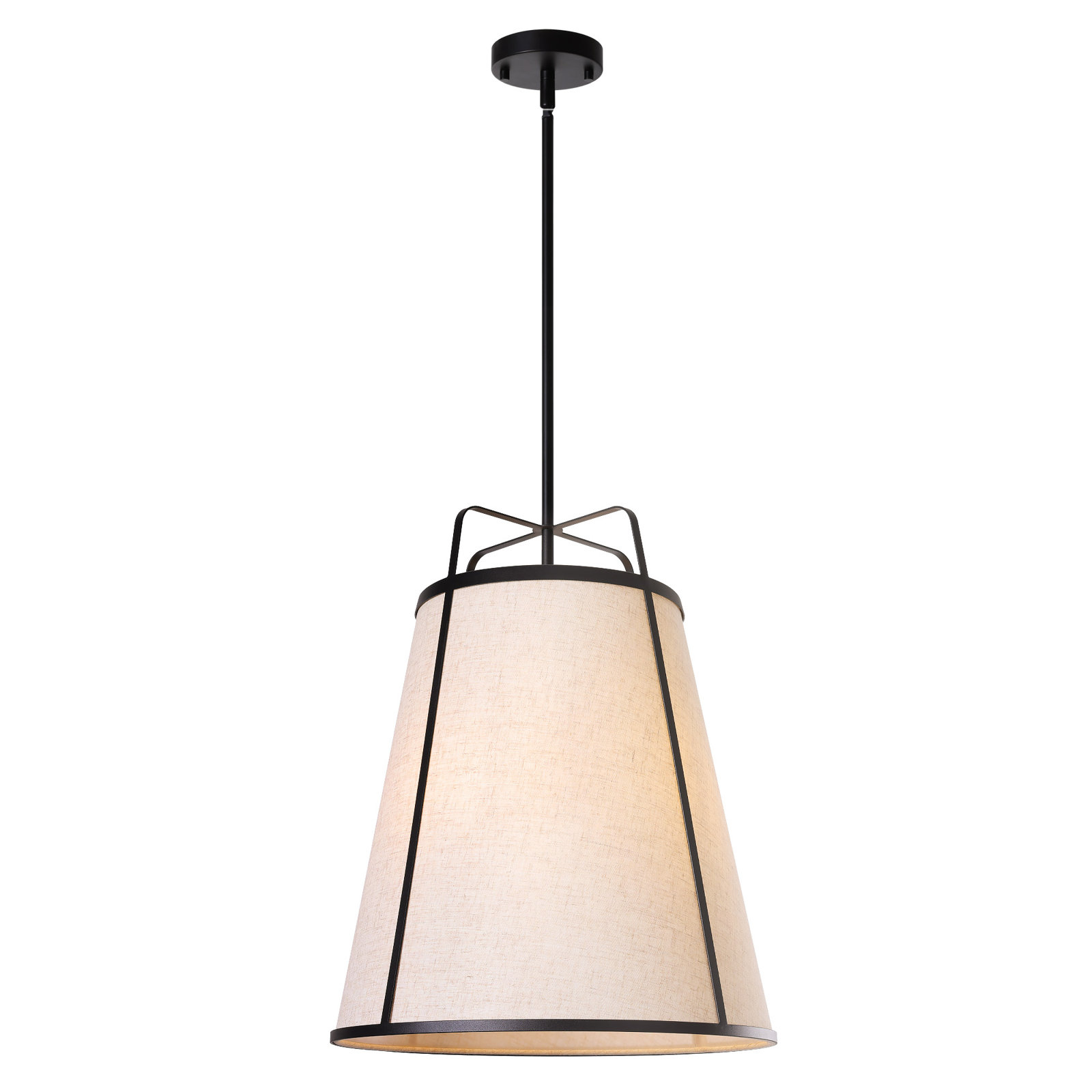 Dimmable Linen 3-Light Pendant, Matte Black