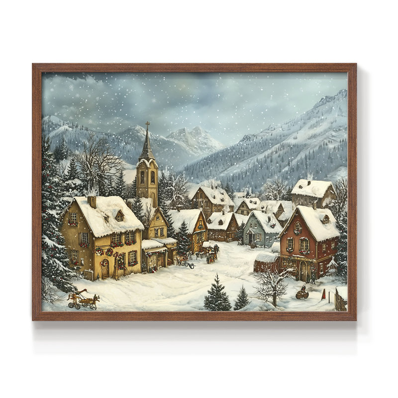 Chirstmas Art-CCLXXXIV -Framed Print - Restickable, H 8 po x l 10 po, Noyer