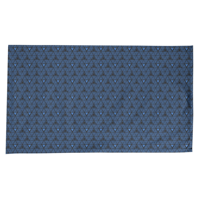 Nappe géométrique en coton - Triangles dessinés à la main, collection Jordao, lavable à la machine, Bleu foncé/noir