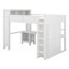 Grand lit mezzanine avec garde-robe, lit mezzanine en bois avec bureau, tête de lit, pied de lit, échelle, clôture de sécurité et port USB-121081743