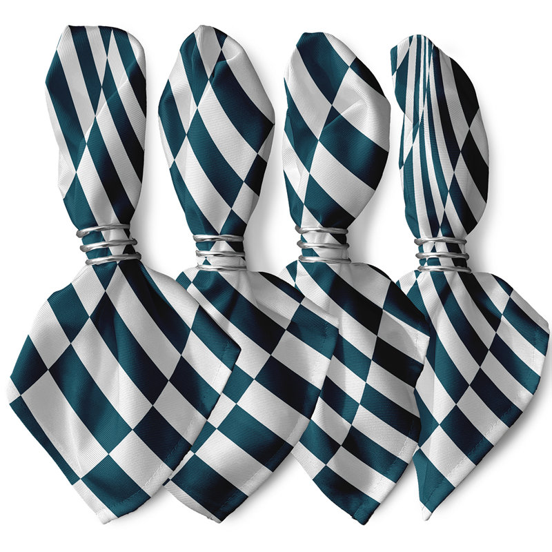 Lizete Polyester Chequered Square Napkin, Teal