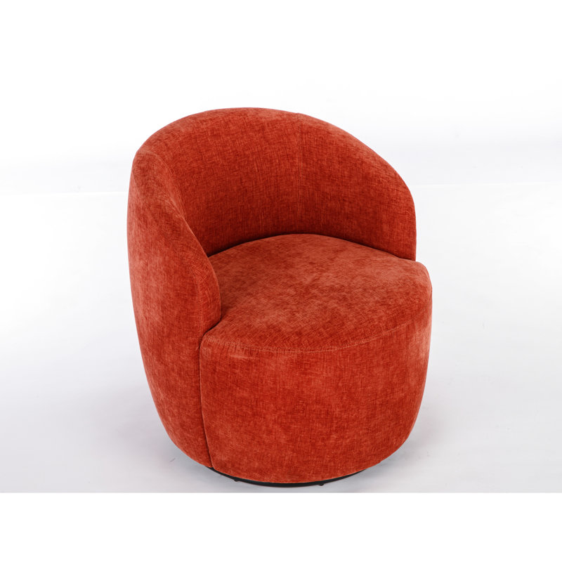 Fauteuil en chenille orange avec fonction pivotante en tissu charmant