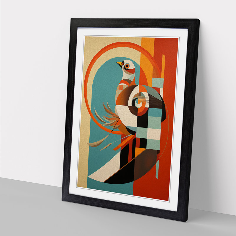 Partridge Constructivism - Single Picture Frame Print on Wood, Black Framed, 46cm H x 34cm W x 2cm D