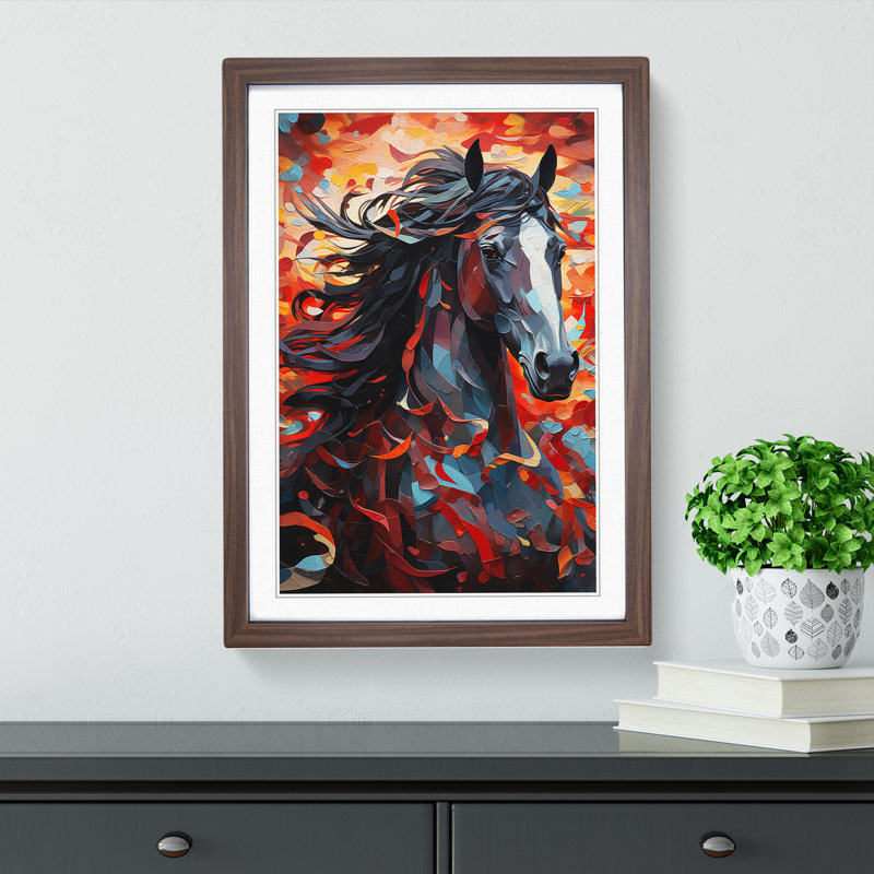 Shire Horse Orphism - Framed Print, 34cm H x 25cm W, Walnut Framed