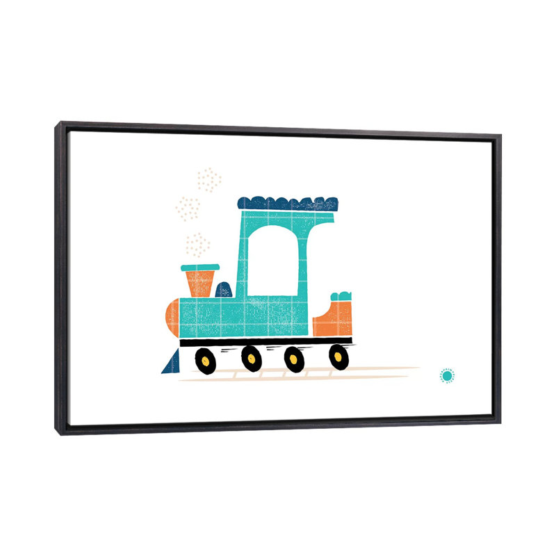 Train - imprimé, Toile avec cadre noir patiné, Pas de tapis, H 26 po x l 40 po x 1,5 po