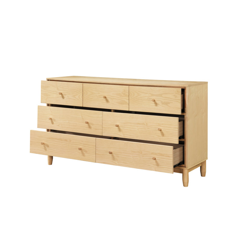 Solid Wood 60 " W 7 - Drawer Dresser, Natural