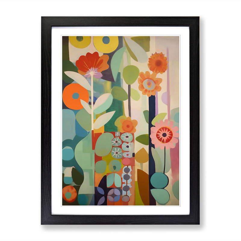 Flowers Orphism Design Vol.1 - Framed Print, 46cm H x 34cm W x 2cm D, Black