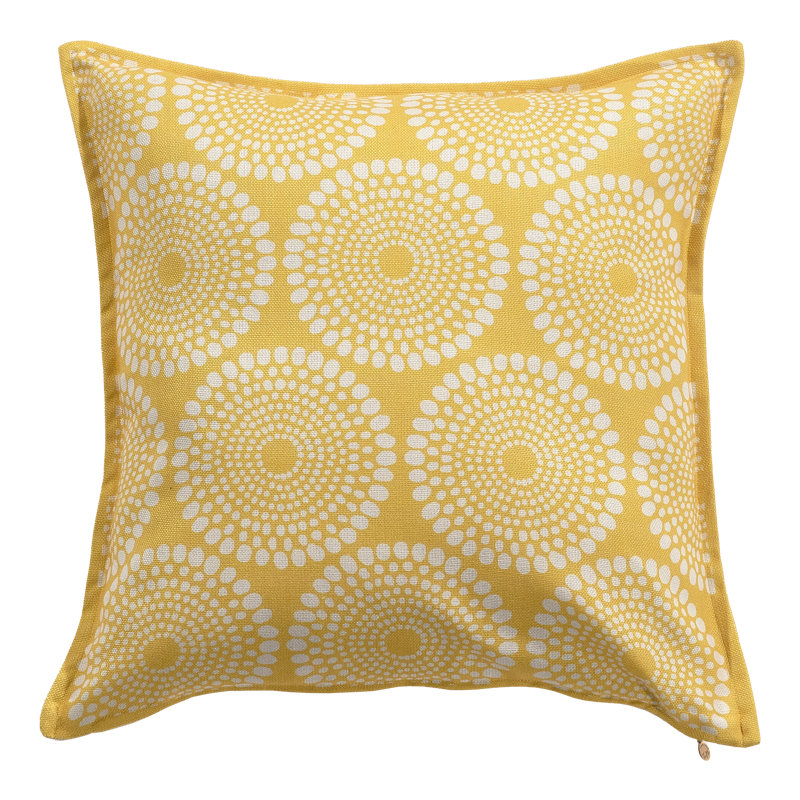 Coussin intérieur / extérieur fabriqué à partir de fils de polyester recyclés - double face, résistant aux taches, lavable à la machine - tropical - patio, terrasse, porche, salon - Rio - jaune - (20 po x 20 po)