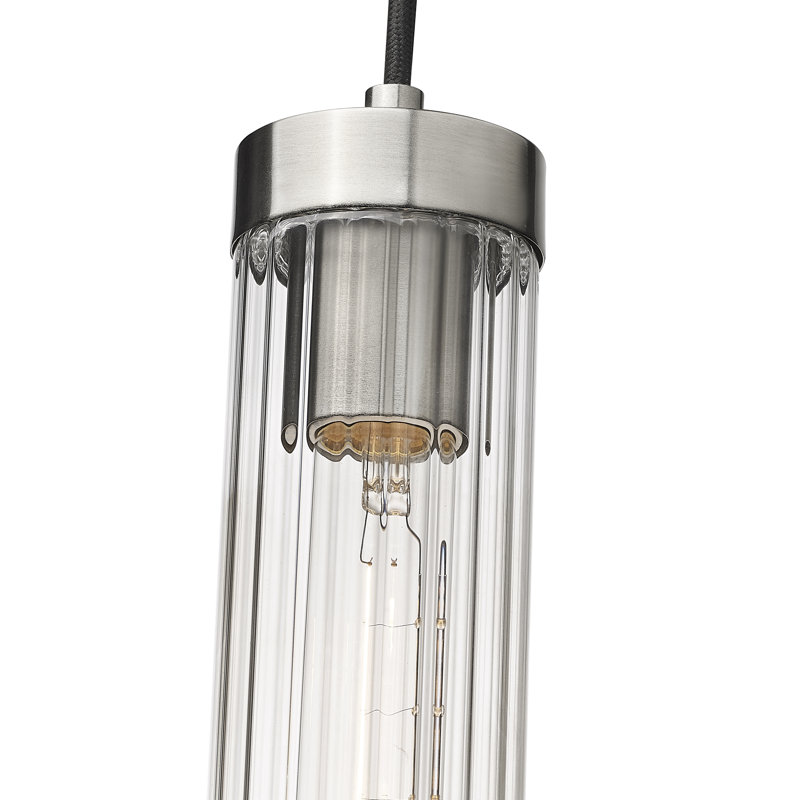 Luminaire suspendu cylindrique à 1 lumière Jense, Nickel brossé