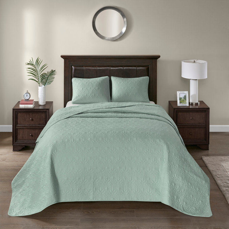 Ensemble de courtepointe réversible polyvalente, Écume de mer, écume de mer, Courtepointe simple et 1 taie décorative