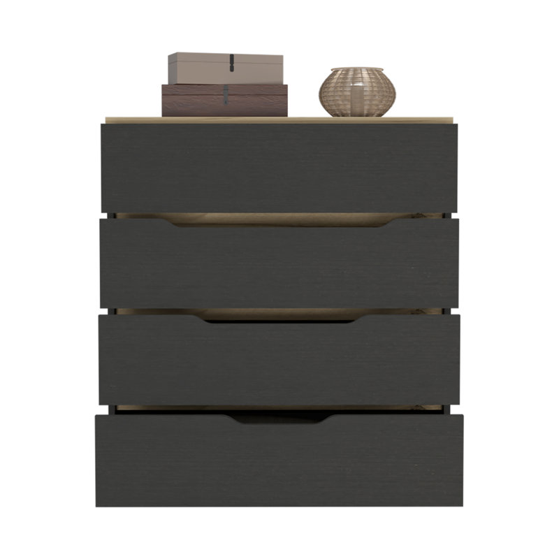 Commode 4 tiroirs Oboe avec plateau supérieur, finition chêne clair - Coffre de rangement spacieux