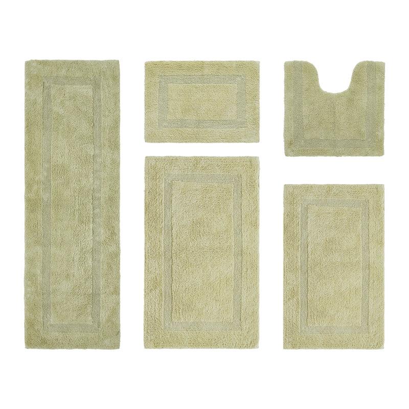 Ensemble de tapis pour salle de bain 100% coton 2370 g / m² Lux, Sauge, 5 pièces (17 po x 24 po | 20 po x 20 po | 21 po x
