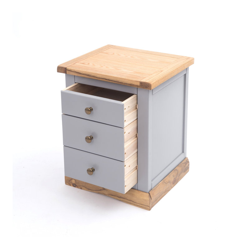 Milian 45cm W Plywood / Laminate Board Bedside Table, Natural/Grey/Gold